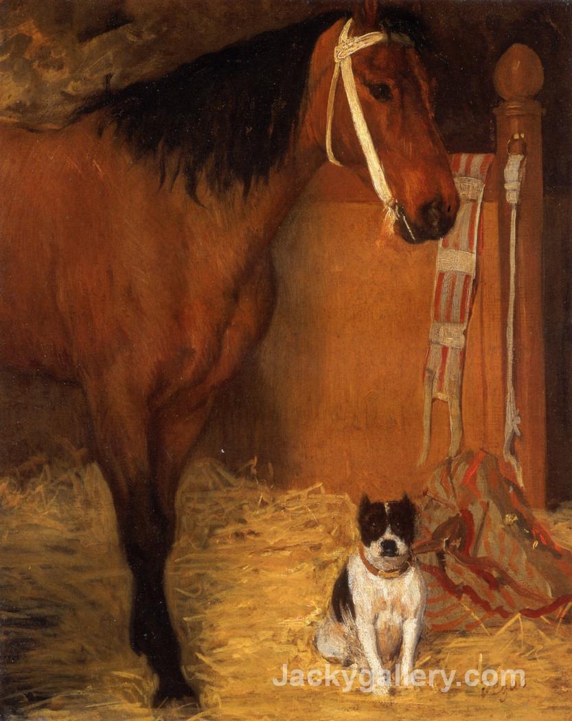 At the Stables, Horse and Dog by Edgar Degas paintings reproduction